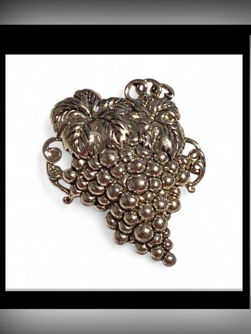 Grapes Silver Tone Brooch #6856